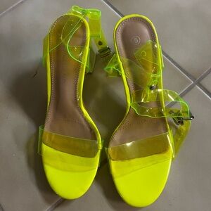 Neon yellow block heel